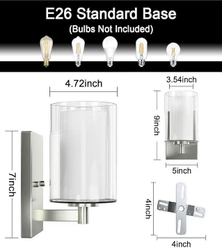 Vanity Lights with Double Clear Glass Shade 3