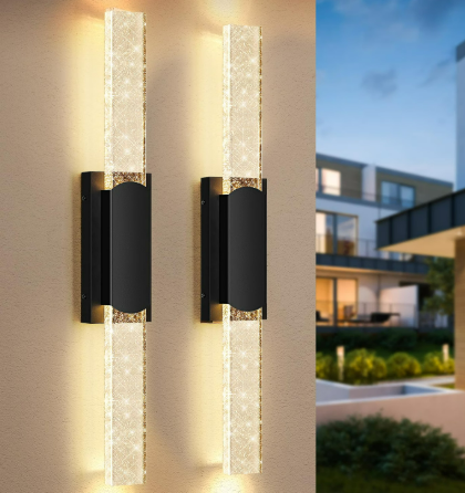 Large Size Outdoor Wall Light Fixtures with Crystal Bubble Glass