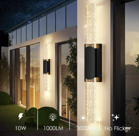 Large Size Outdoor Wall Light Fixtures with Crystal Bubble Glass 3