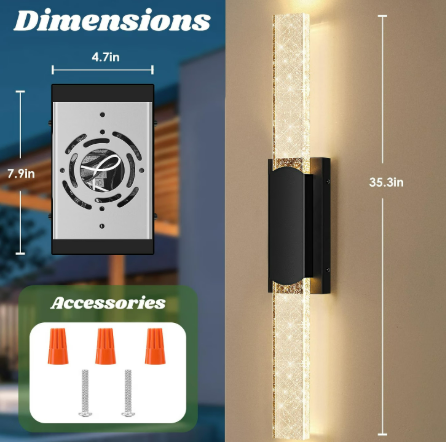 Large Size Outdoor Wall Light Fixtures with Crystal Bubble Glass 6