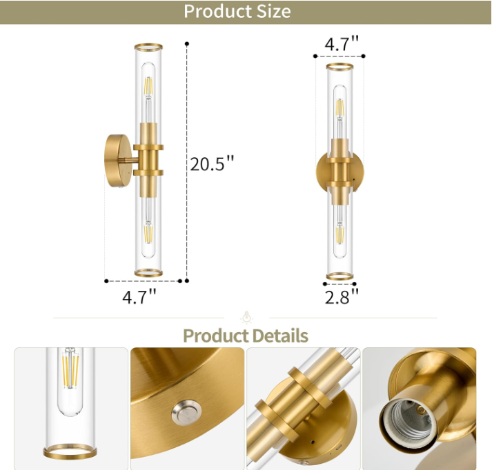 Wireless Gold Wall Sconces with Remote Control 5