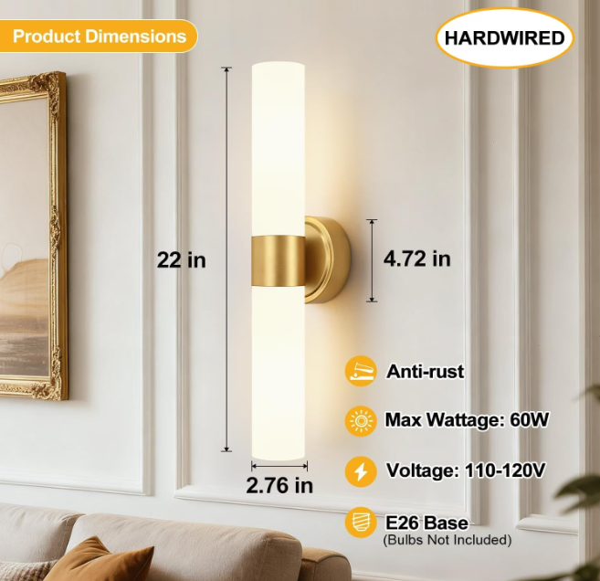 Gold Wall Sconces with Milky White Glass 4