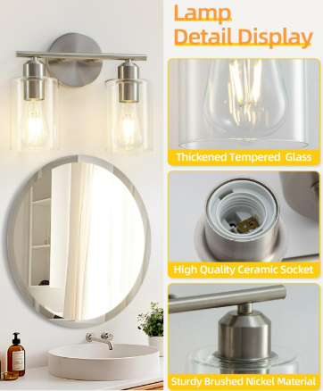 Brushed Nickel Vanity Lights 2-Pack 3