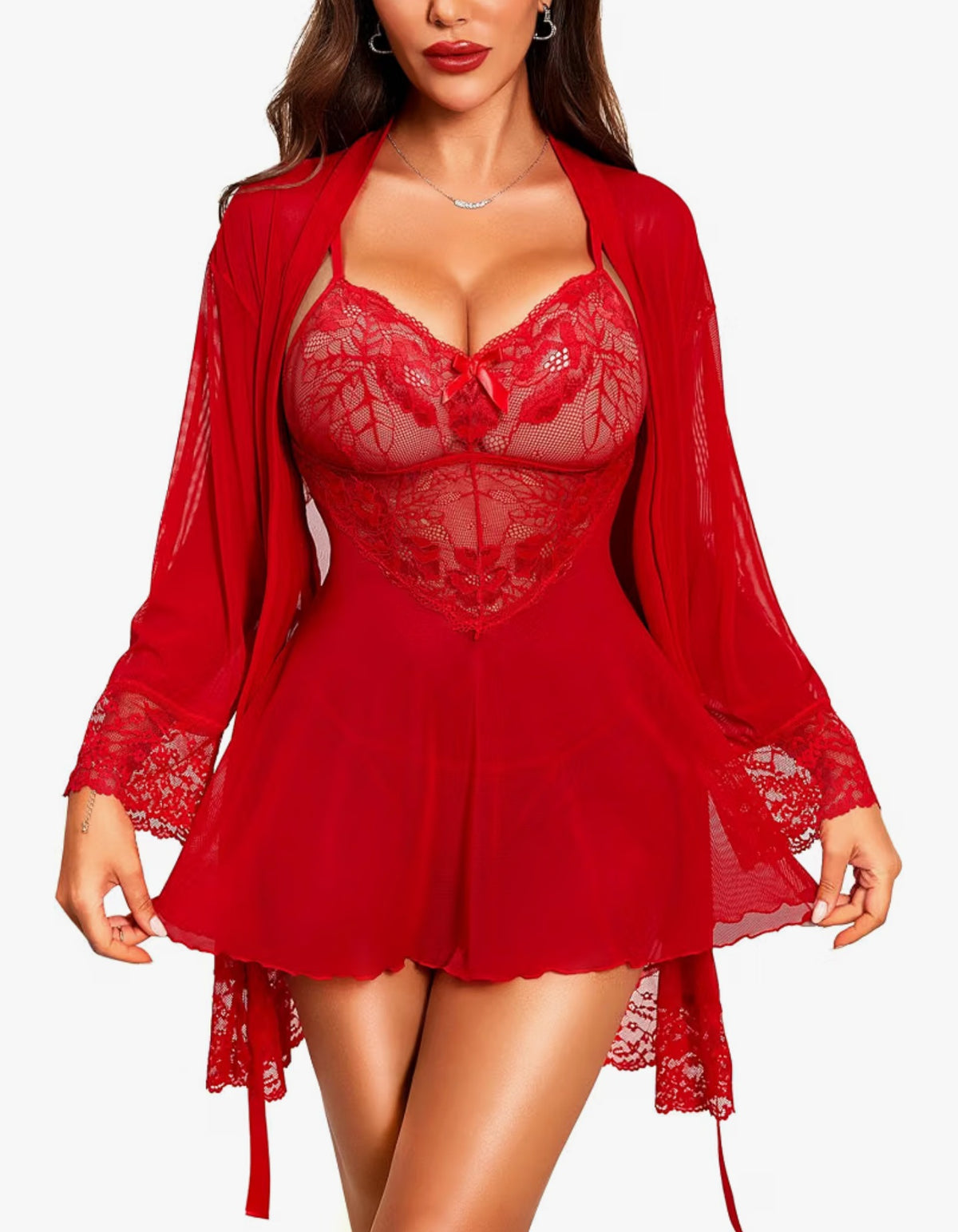 Nuisette Femme Lingerie Babydoll - Sexy Robe de Nuit en Dentelle Ensemble de Chemise