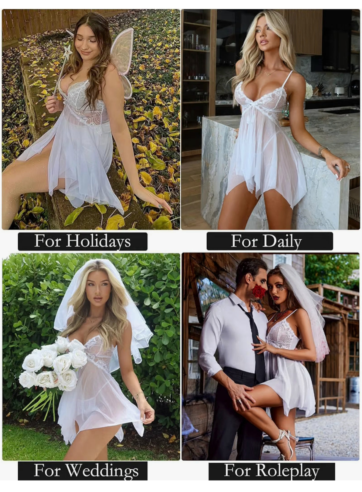 Lingerie for Women Lace Babydoll Sleepwear Boudoir Outfits Plus Size Langeray 5