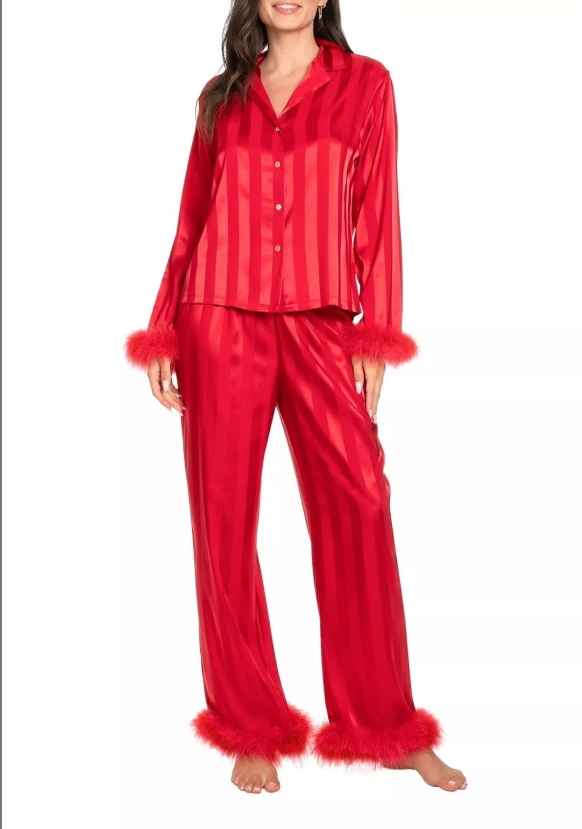 Silk Satin Button-Down Pajamas 3