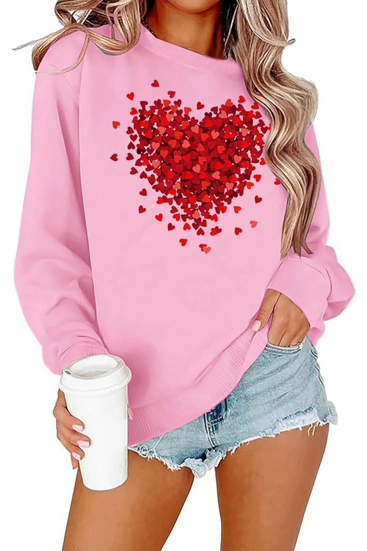 Casual Heart Pullover Top
