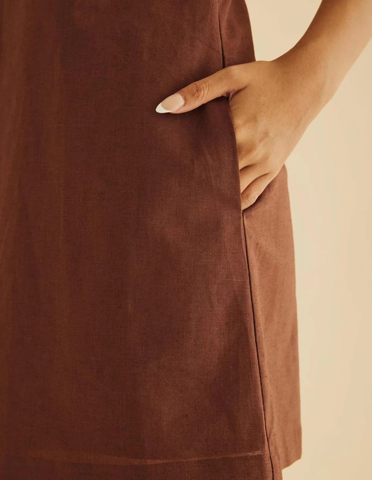 Mini Dress for Women Casual Square Neck Backless Short Dress Solid Tank Shift Dress Brown 5
