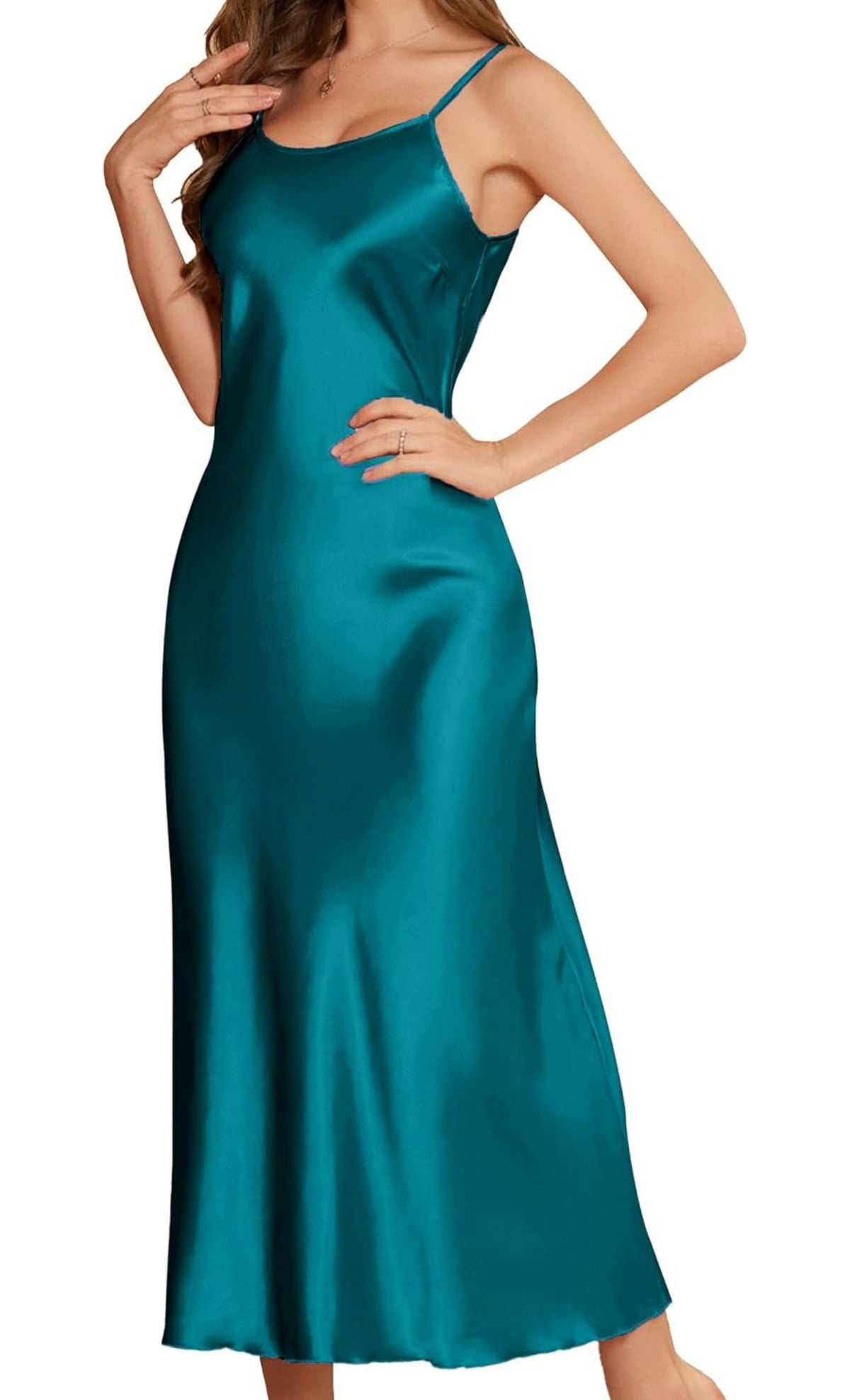 Women's Long Satin Slip Dress Nightgowns Sexy Lingerie 1