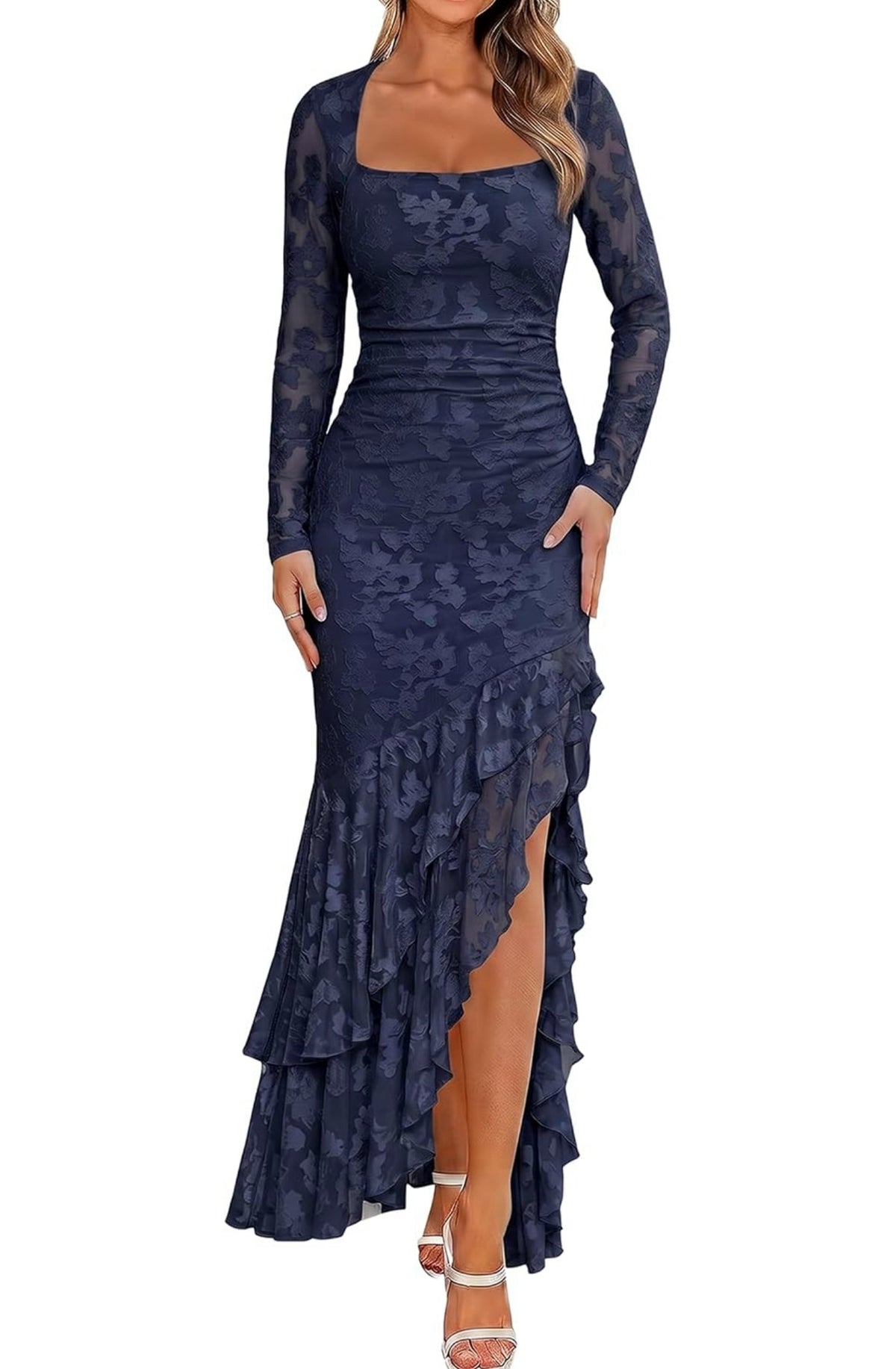 Women's Elegant Fall Wedding Guest Long Sleeve Maxi Dress
Floral 1