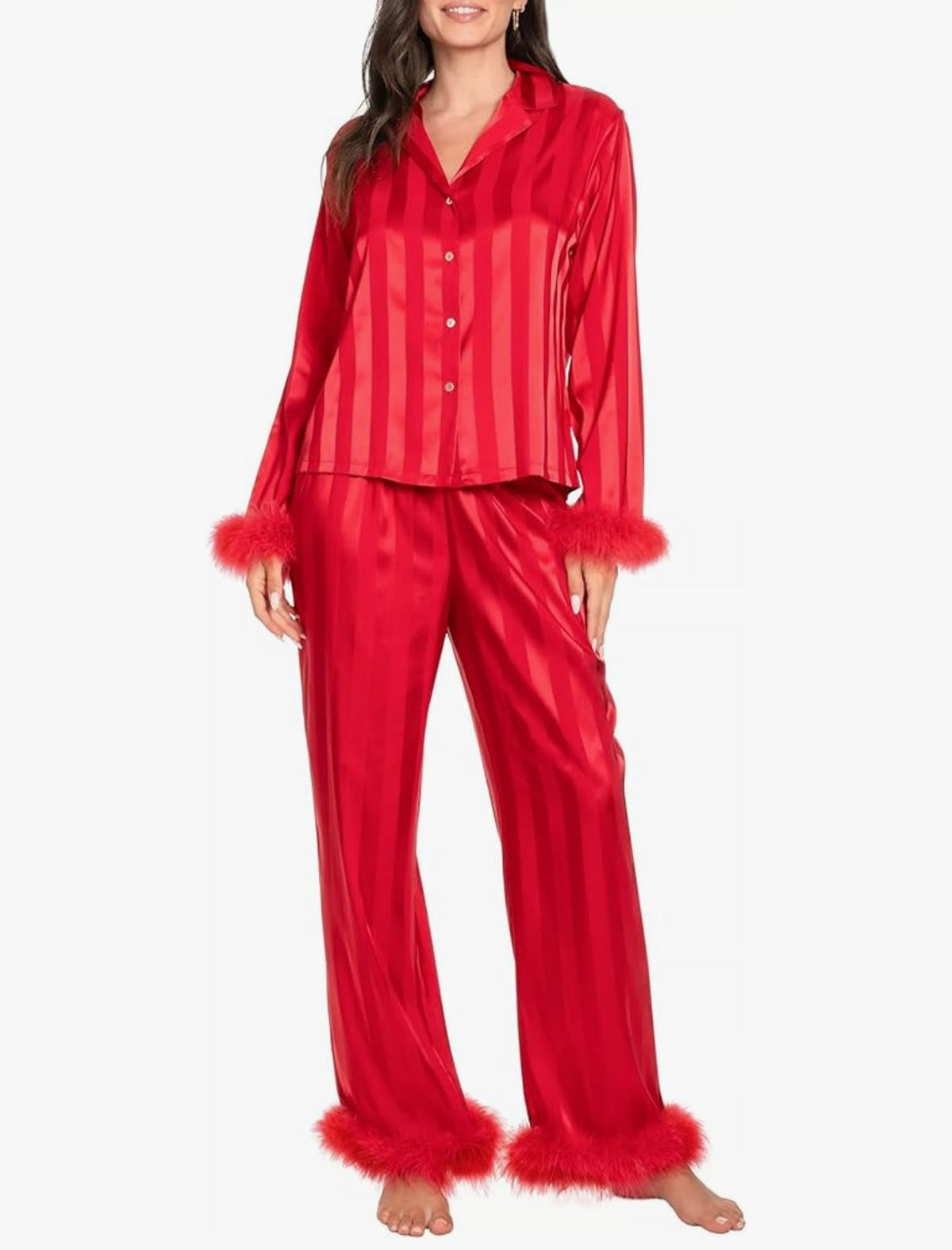 Silk Satin Button-Down Pajamas