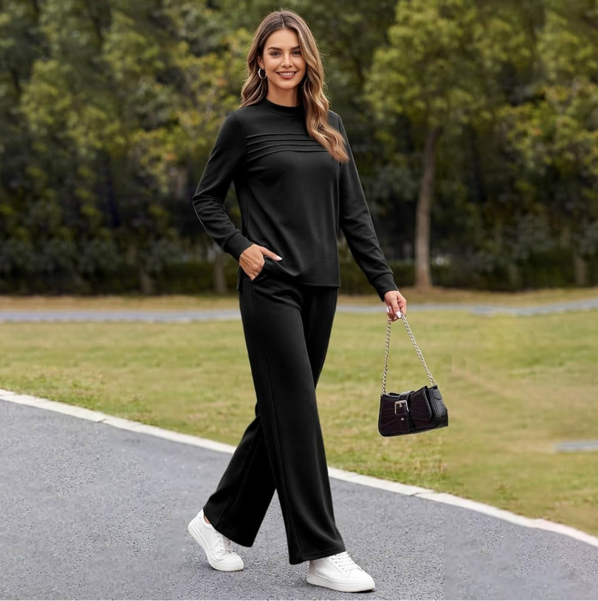 Womens Sweatsuits 2 Piece Set Crewneck Sweatshirt and Sweatpants Set