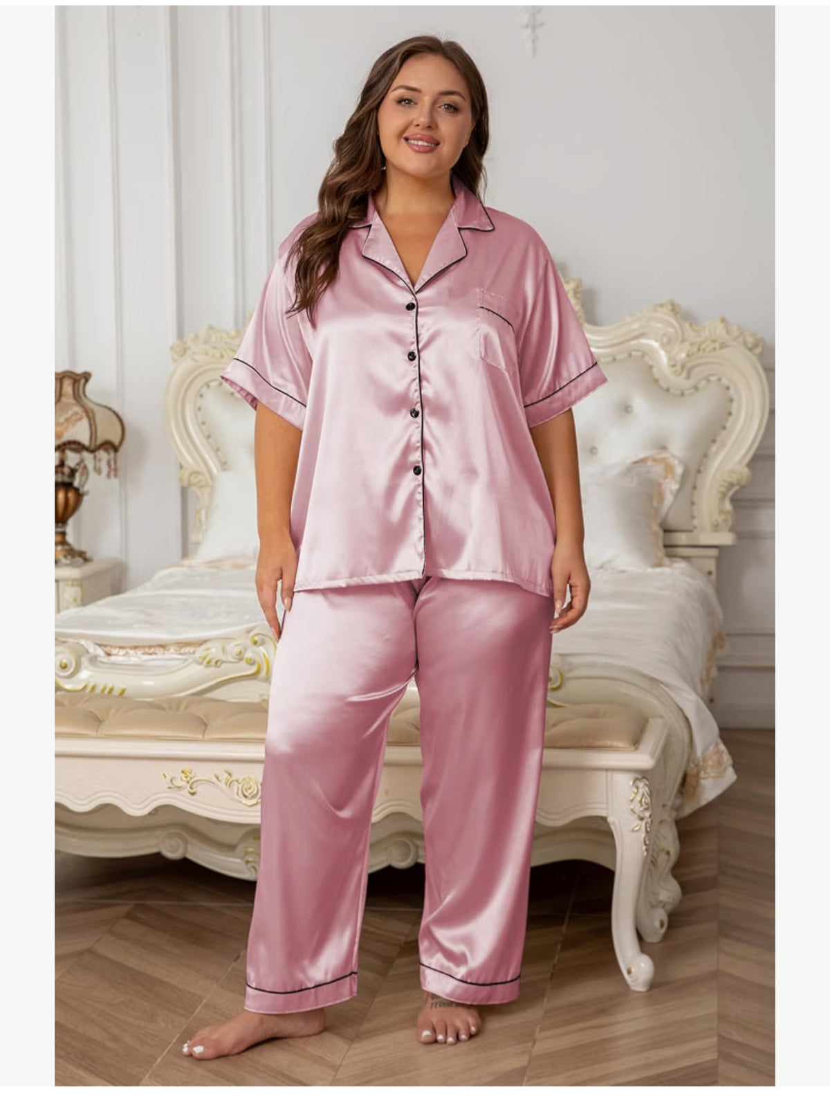 Silk Satin Button-Down Pajamas