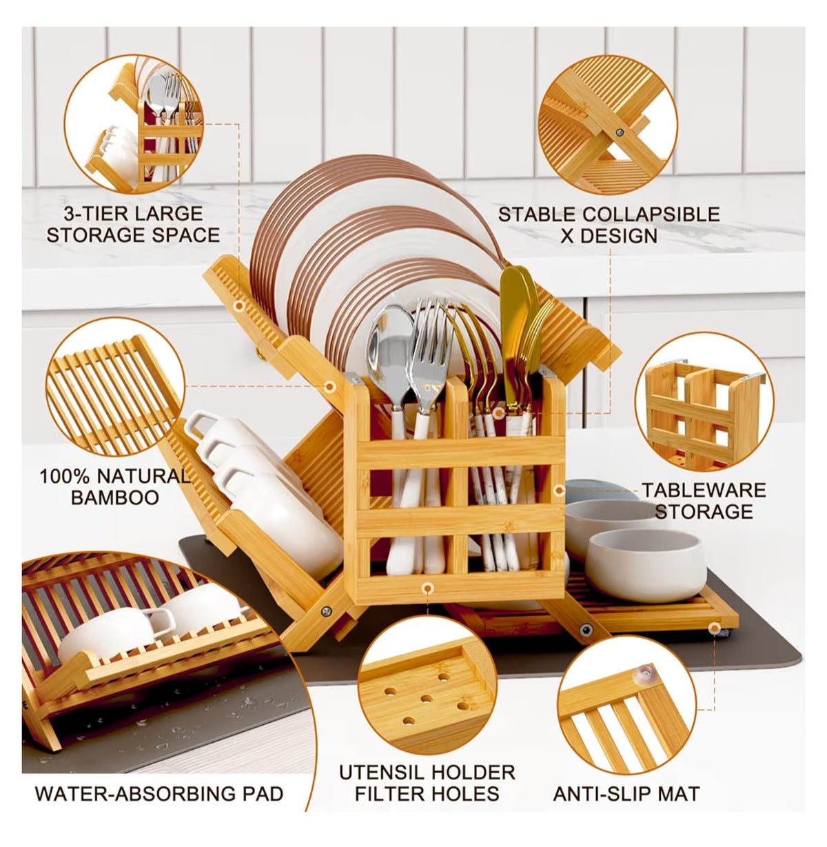 Bamboo Dish Drying Rack