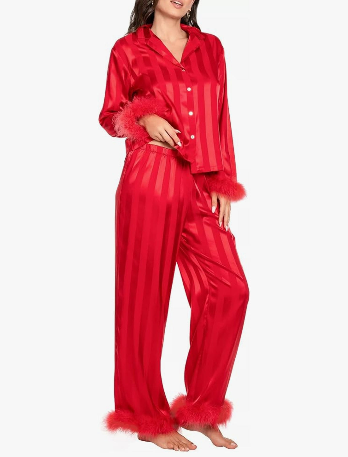 Silk Satin Button-Down Pajamas