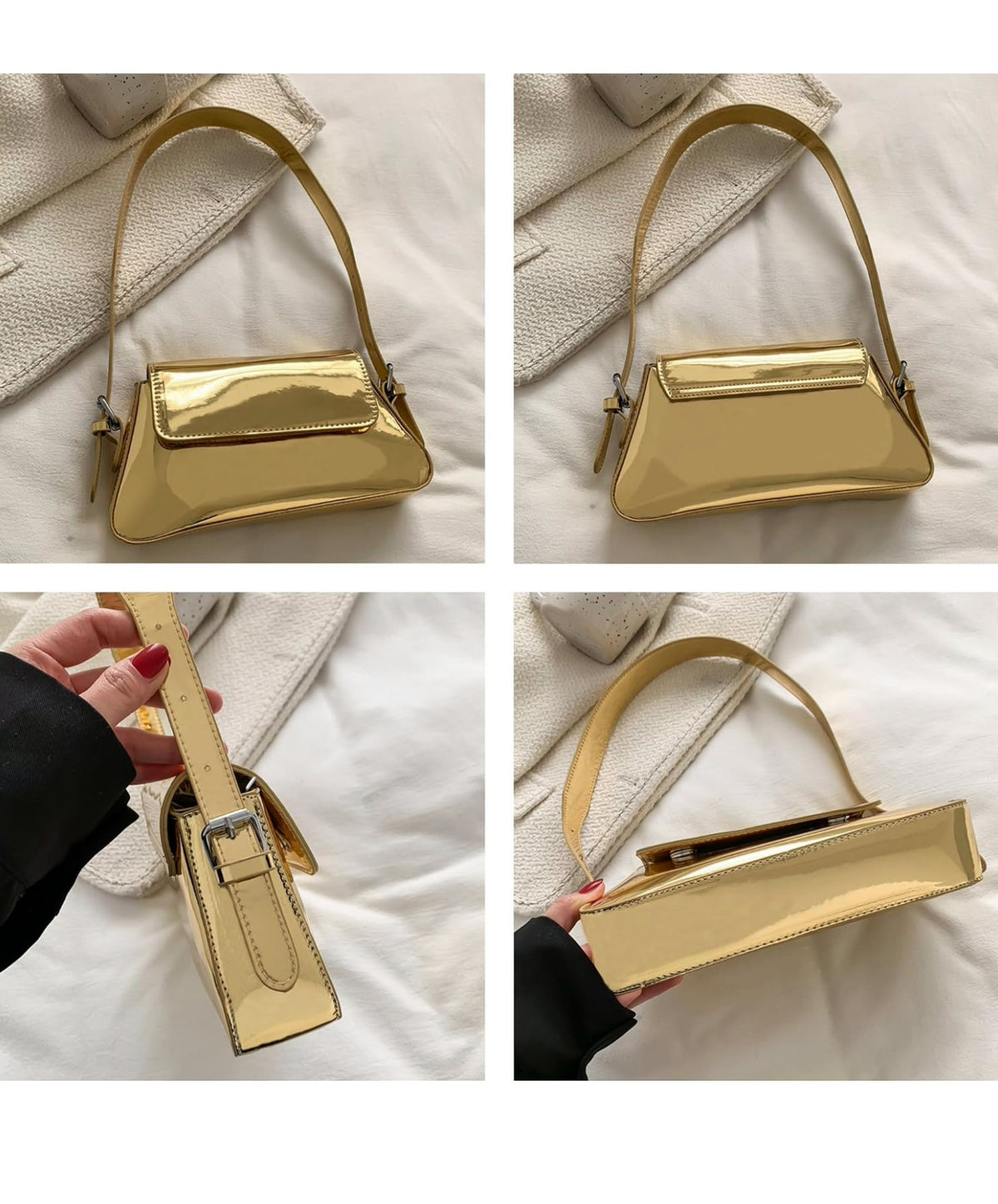 Women Small Shoulder Bag Cute Hobo Tote Handbag Evening Clutch Bag Y2k Sparkly Silver Purse for Party Prom Wedding 4